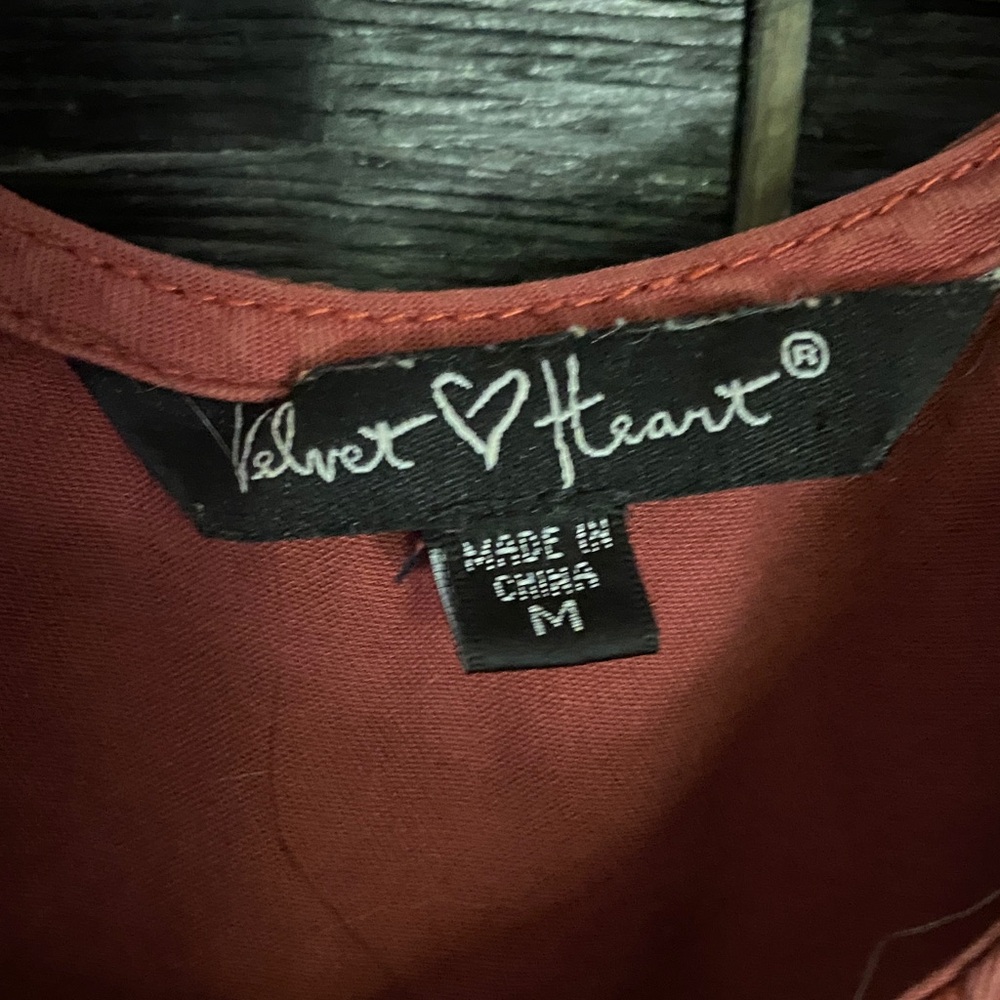 Velvet Heart Rust Button-Front Mini Dress - Picture 2 of 5